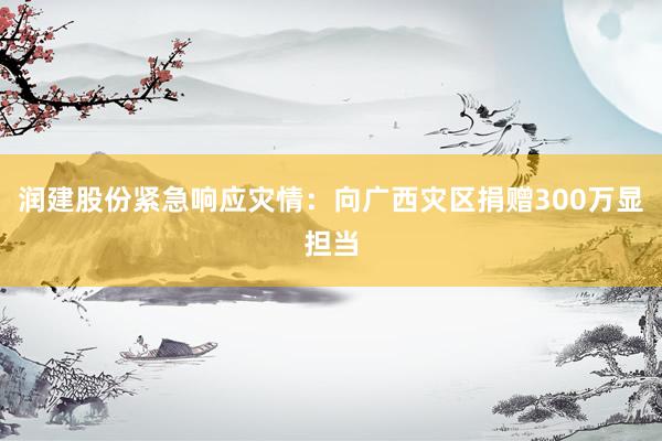 润建股份紧急响应灾情：向广西灾区捐赠300万显担当