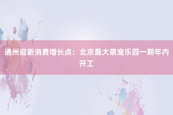 通州迎新消费增长点：北京最大萌宠乐园一期年内开工