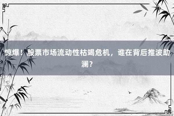 惊爆！股票市场流动性枯竭危机，谁在背后推波助澜？